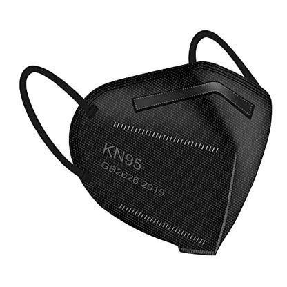 CHGD Kn95 Face Mask Black,5 Layer Cup Dust Safety Masks Men & Women Universal,Breathable, Comfortableable,Home and Outdoor Wearing (Black-60pcs)