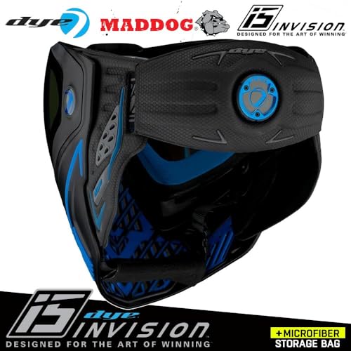 Maddog Dye i5 Thermal Anti-Fog Paintball Airsoft Mask Goggle System Combo with Microfiber Bag | Safety Certified Protection - color: Storm 2.0