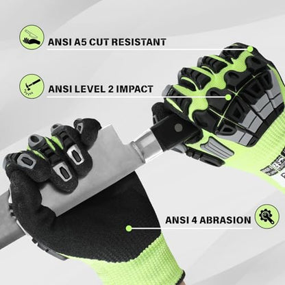 Work Gloves Men Women, A5 Cut Resistant Gloves, Impact Gloves, Heavy Duty Work Glove with Grip, Work Gloves - size: XX-Large