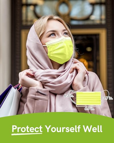FriCARE Disposable Face Masks, 3-Ply ASTM Level 3 Medical Grade, Breathable & Comfortable for Adult Daily Work/Sun Protection, 50 Pack Neon Pixel - color: Neon Pixel