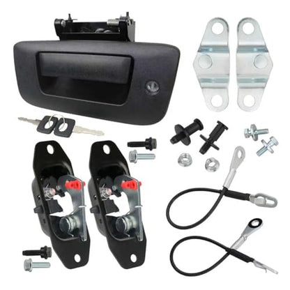 APPERFiT Locking Tailgate Hardware Rebuild Kit for Truck Bed Door Compatible with 2007-2014 Chevrolet Chevy Silverado/GMC Sierra Tail gate Parts Handle Latch Hinge Cable Striker Bolt Set - style: 2007-2014 w/ lock