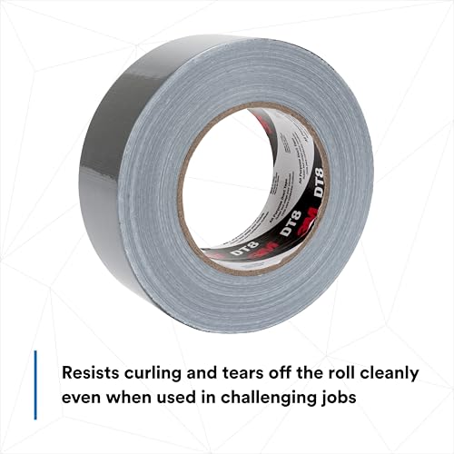 3M DT8 Industrial Strength Multi-Use Duct Tape, Silver, 1.88in x 60 yd x 8 mil Thickness – Professional Grade Adhesive, 1 Pack - color: Silver, size: 1 Roll