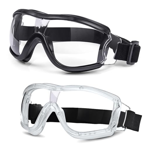 Kids Safety Goggles, Kids Lab Goggles,Soft silicone nose cushion and adjustable headband - color: 2 Pack Clear-white+black