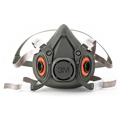 3M Half Facepiece Reusable Respirator 6300, NIOSH, Four-Point Harness, Comfortable Fit, Dual Airline Supplied Air Compatible, Bayonet Connections, Painting, Sanding, Cleaning, Large - style: Large