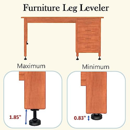 Adjustable Leveling Feet, 4 Pack, 3/8'-16 UNC Threaded Heavy Duty Leg Leveler for Table/Desk/Chair/Outdoor/Patio Furniture, Chair Height Extender - size: 3/8”-16 Unc * 4 Sets