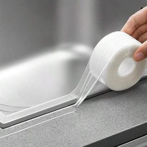 1 Roll Caulk Tape Self Adhesive Waterproof, Transparent Kitchen and Wall Sealing Tape, Bathroom Sealant Strip for Toilet, Bath Tub, Sink, Shower (Clear,1.5" x10.5Ft) - color: Clear