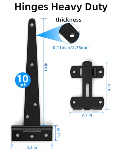 Fence Gate Frame Kit with 10 inch Heavy Duty Hinges, Gate Corner Brace Bracket Heavy Duty Kit, Fence Gate Kit, Gate Hardware for Wooden Fences,Driveway Gates,Shed Doors. Barn Door Lock Latches 1PC - size: 10 Inch