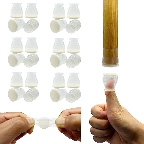 Small Fit 15/16”to 1 7/32”Chair Leg Caps Floor Protectors Furniture Leg Feet Protective Cover, Chair Leg Protectors for Hardwood Floors, Silicone Furniture Pads with Felt, Slide No Scratches No Noise - color: 24pack-semi-transparent, size: Small Fit: 15/1