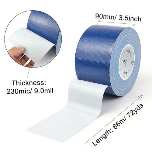 BOMEI PACK Dark Blue Sticky Duct Tape Heavy Duty Strong Industrial Color Duct Tape 3.6inch x 72yds for Packing and Repairing 1Pack - color: Dark Blue