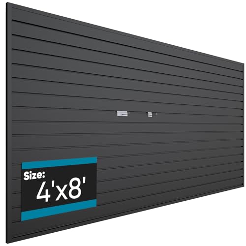 Brakki PVC Slat Wall Paneling 4x8 ft, Garage Organizer Storage System, Black Slatwall Panels for Garage Organization Product, Heavy Duty Wall Mounted Tool Storage for Home - color: Black, size: 4x8 Ft