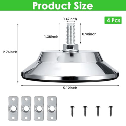 4 PCS Heavy Duty Billiard Table Leg Levelers, Adjustable Height 5 Inch Metal Leveling Feet, Furniture Leveling Risers with PE Base for Pool Table, Soccer Table, Air Hockey Table