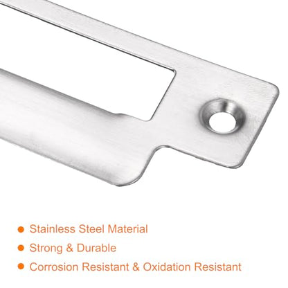 uxcell Door Strike Plate, 145mm x 37.5mm 201 Stainless Steel Latch Deadbolt Strike Plate for Door Frame Door Jamb, Silver - size: 145mm x 37.5mm