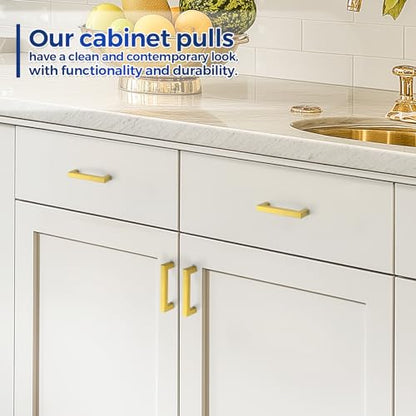 JOY DECOR 2 Pack Cabinet Handles, Gold Cabinet Pulls, 3-3/4 Inch Kitchen Handles Square Drawer Pulls Stainless Steel Drawer Hardware, 96mm Hole Center - size: 3-3/4 Inch Hole Center
