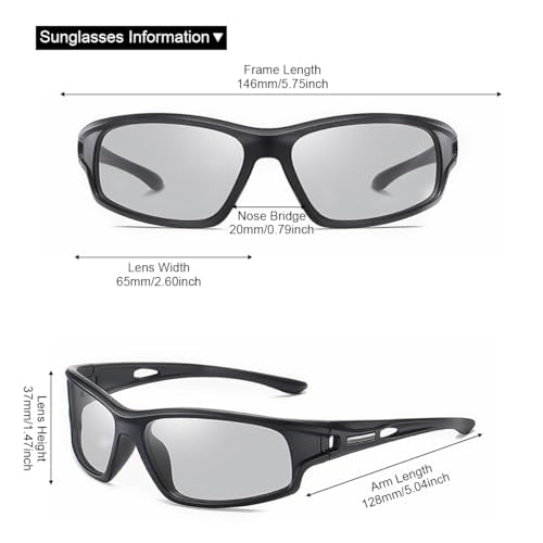 YIMI Polarized Photochromic Driving z87 Sunglasses For Men Women Day and Night safety glasses - color: Photochromic/Black Lens