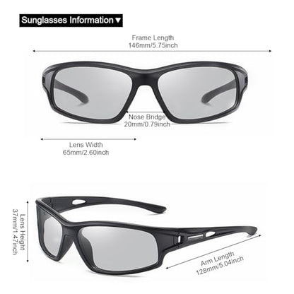 YIMI Polarized Photochromic Driving z87 Sunglasses For Men Women Day and Night safety glasses - color: Photochromic/Black Lens
