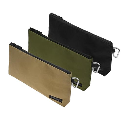 COREFLEX Premium Tool Pouch Zipper Bag, Small Tool Bag, Multipurpose Storage pouch, Heavy duty Flat Bottom Tool bag with YKK Zipper (3 pack Medium 10inch) - size: 3 pack Medium 10inch Khaki