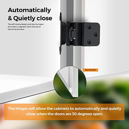 Ravinte 10 Pack 5 Pairs 3/8 inch Inset Kitchen Cabinet Door Hinges Black Semi-Concealed Face Mount Cabinet Hardware Self-Closing Hinges with Door Bumpers&Screwdriver - color: Matte Black