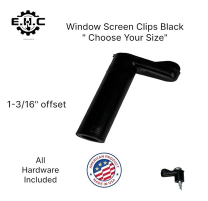 Window Screen Clips "Black” Plastic (Choose Your Size! /Size Run Flush up to 1-3/16” Offset) New or Replacement (10 Pack with All Needed Hardware Included) by E.H.C. (1-3/16" Offset) - size: 1-3/16" offset