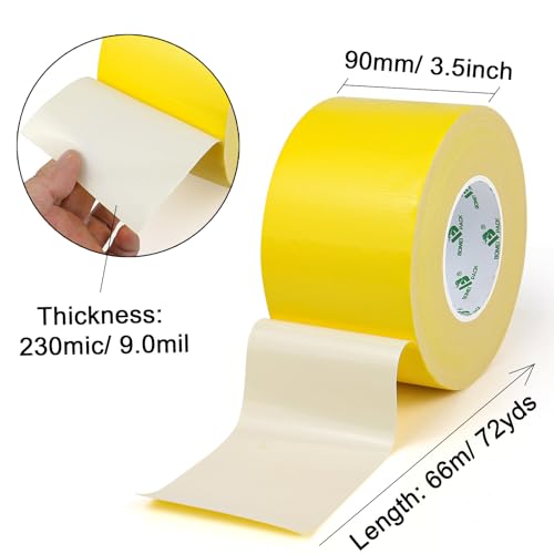 BOMEI PACK Light Yellow Sticky Duct Tape Heavy Duty Strong Industrial Color Duct Tape 3.6inch x 72yds for Packing and Repairing 1Pack - color: Light Yellow