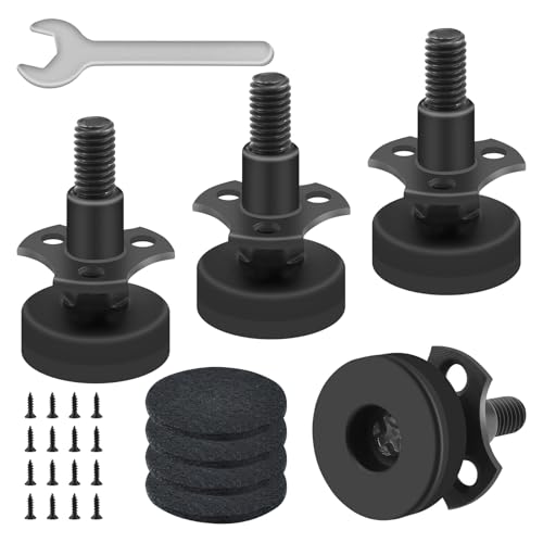 Adjustable Leveling Feet, 4 Pack 3/8"-16 Threaded Heavy Duty Leg Levelers T-Nut Kit, Large Base Furniture Levelers Support 1320LBs for Tables Cabinets Chairs Workbench Sofa and More