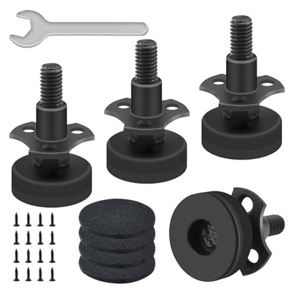 Adjustable Leveling Feet, 4 Pack 3/8"-16 Threaded Heavy Duty Leg Levelers T-Nut Kit, Large Base Furniture Levelers Support 1320LBs for Tables Cabinets Chairs Workbench Sofa and More