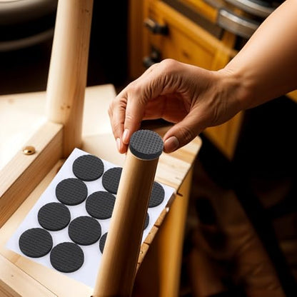 Prasacco 108 Pcs Non Slip Furniture Pads, 1 Inch Round Black Plastic Rubber Furniture Pads, Anti Slip Table Legs, Chair Leg Floor Protectors
