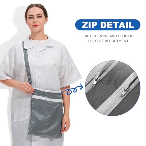 13 x 14 Inch Anti-static Cleanroom Crossbody Tool Bag,Storage Bag for Work & Travel（Grey） - color: Grey