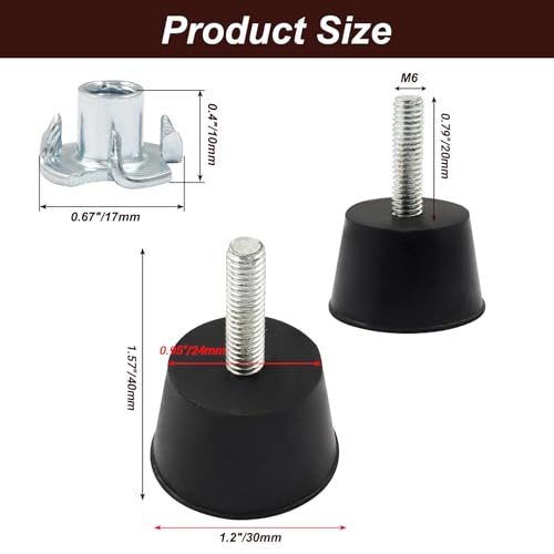 Litoexpe 1.2 Inch M6 Thread Adjustable Furniture Leveling Feet Screw in Threaded 4PCS, Table Chair Levelers Feet Glides for Chairs Tables Cabinet Sofa Furniture - size: 1.2 Inch