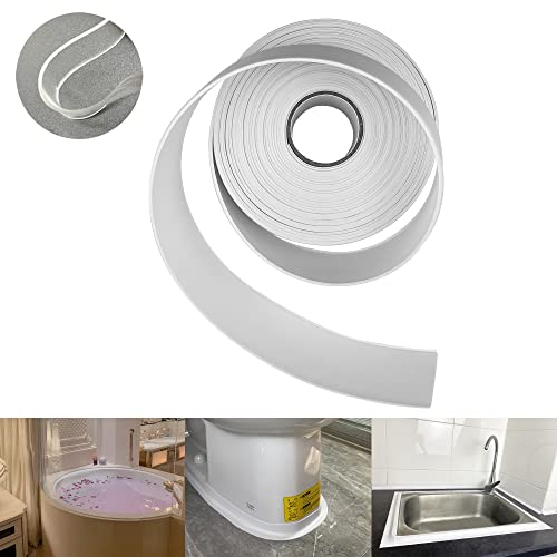 TOUSEA White Caulk Tape for Bathtub Self Adhesive,1.5" x 19.7Ft Caulk Strip for Toilet, Tub, Wall Edge -Decorative Wall Trim & Peel and Stick Backsplash Finisher - Renter Friendly, Easy Install - style: White-1.5IN-19.7FT-A