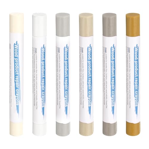 HARFINGTON Wood Filler Sticks 6 Colors Wooden Wax Touch Up Furniture Repair Crayons for Scratches, Scuffs, Cracks, Nail Holes, Cover Ups on Floor Tables Doors Frames Cabinets, White Series - color: White Series