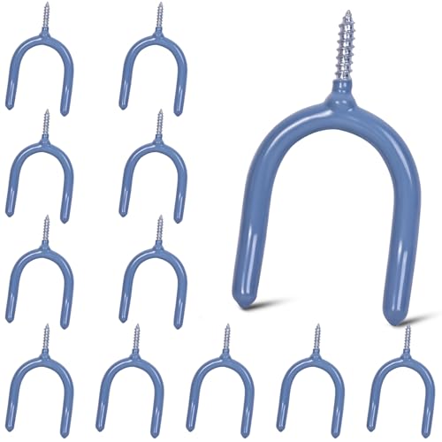 12 Pack Garage Storage System Steel U Hooks with Anti-Slip Coating Home Improvement and Organization Screw in Hooks Easy Wall Mounting Heavy Duty Bike and Ladder (Grey, 12 Pack) - color: Gray, size: 12 Pack