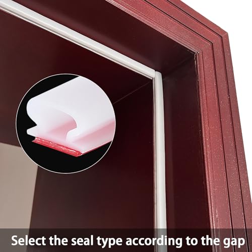 QDiShi White Rubber D-Shape Weather Stripping Door Seal Strip 0.39x0.23 Inch, Self-Adhesive Soundproofing Gap Draft Stopper for Door Frame, Window, Noise Reduction(20FT) - color: White