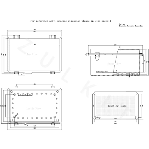 Zulkit Junction Box IP67 Waterproof Electrical Box Hinged Clear Cover Stainless Steel Latch Plastic Enclosure for Project w Mounting Plate Wall Bracket and 2 Cable Gland 11"x7.5"x5.5"/280x190x140mm - color: Clear Cover, size: 11"x7.5"x5.5"