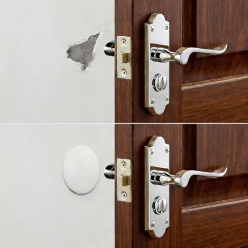Wall-Mounted Door Stoppers, White Silicone Door Bumpers with Adhesive, Noise Reducing Door Knob Wall Protector Guards, 3.1 Inch, 4 Pack