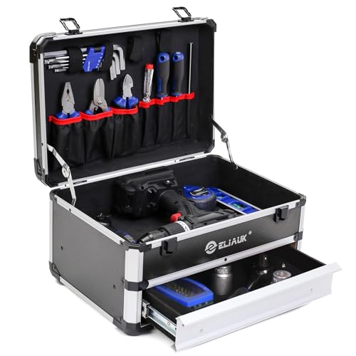 ELIAUK Tool Box Hard Case Tool Organizer Storage Cabinet Carry Case Tool box with Drawers(Silver) - color: Silver