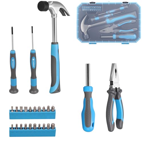 25 Piece General Household Tool Set with Plastic Storage Toolbox, tool box for Home, Garage, Office