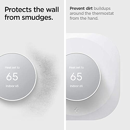 Spigen Wall Plate Designed for Google Nest Thermostat Wall Plate (Included Metal Plate and 4 Screws) - White - color: White