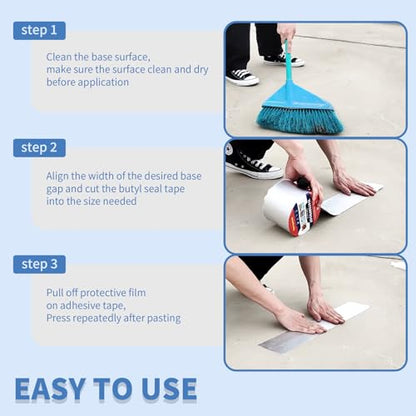 2" W X 16.4'L Waterproof Tape for Leaks Aluminum Butyl Tape with Adhesive for RV Repair, Glass Repairs, Air Mattress Patch, Window Caulking, Boat Sealing, Roof Patching - size: 2in x 16.4ft