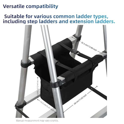 KVI Folding Ladder Tool Tray Bag, Fit A Frame Telescoping Extension Stepladder, No Need Repeated Up-Down Climbs Black - color: Standard Capacity