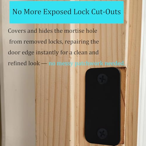 Door Edge Latch Hole Cover Plate for Deadbolt, Stainless Steel Door Edge Hole Filler Plate to Hide Unused Latch Holes, 1" x 2-1/4" (57 x 25 mm) (Black, 1" x 2-1/4") - color: Black