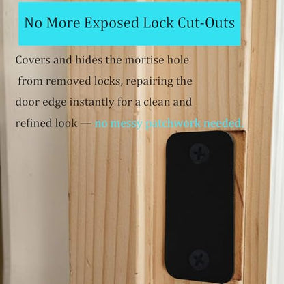 Door Edge Latch Hole Cover Plate for Deadbolt, Stainless Steel Door Edge Hole Filler Plate to Hide Unused Latch Holes, 1" x 2-1/4" (57 x 25 mm) (Black, 1" x 2-1/4") - color: Black