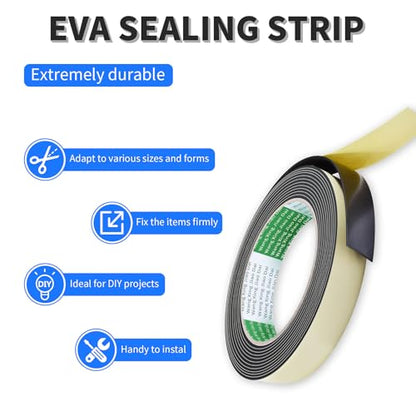 1 Rolls Weather Stripping Door Seal, 3m/9.84Ft L x 20mm W x 5mm T Sealing Foam Tape for Doors Window Automobile, Shockproof Soundproof High Density Adhesive Foam Tape - size: 1pcs 5mm×20mm×9.84Ft(T×W×H)