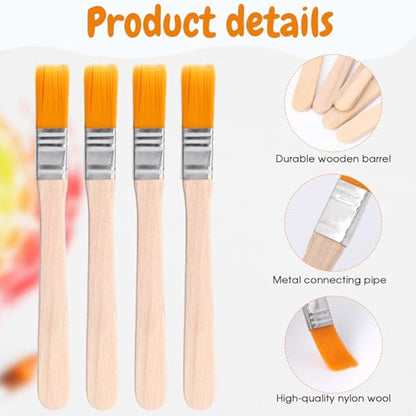 12 Pcs 5 x 0.5 Inch Nylon Flat Wall Paint Brush, Soft Bristle Paint-Brush, Small Paint Brushes for Touch Up, Trim Painting Brush with Wooden Handle, Trim Painting Tool for Walls, Cabinets, Fences
