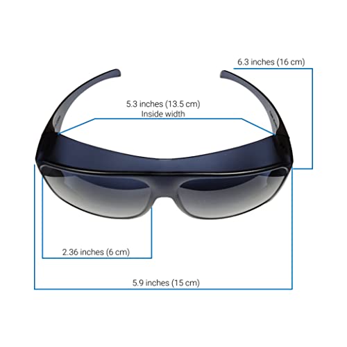 Fit Over Sunglasses, Smoke Color, 100% UVA/UVB Protection; Polycarbonate Lenses
