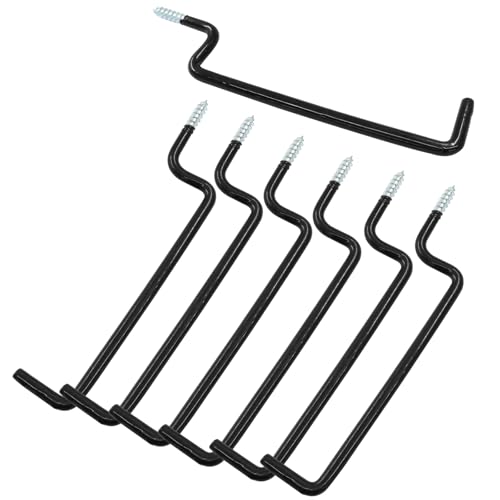 10 Pcs Screw in Ladder Hook Black Screw-in Garage Hooks 20.7cm/8.15" Bicycle Wall Mounted Hooks for Hanging Bike, Ladder, and Folding Chair - color: Black