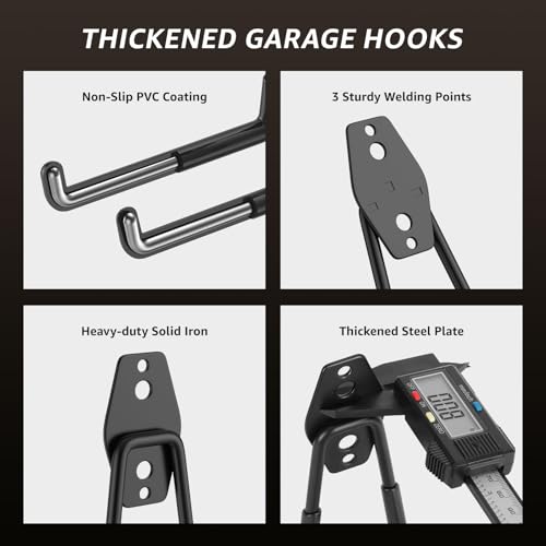 20 Pack Garage Hooks, Heavy Duty Steel Wall Mount Utility Hangers with Anti-Slip Coating for Hanging Bikes, Ladders, Power Tools, and Garden Equipment - color: 20 Pack Black