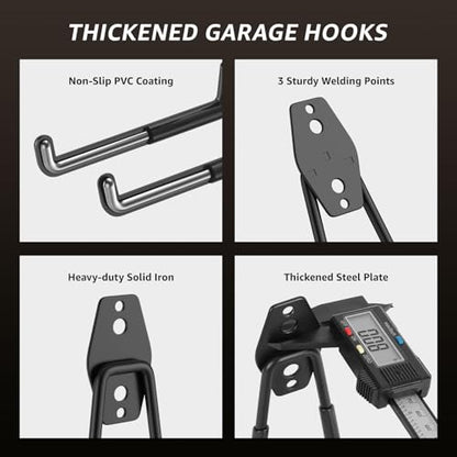30 Pack Garage Hooks, Heavy Duty Steel Wall Mount Utility Hangers with Anti-Slip Coating for Hanging Bikes, Ladders, Power Tools, and Garden Equipment - color: 30 Pack Black