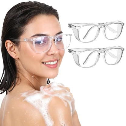 ElevateTech Safety Glasses Goggles, 2 Pcs Anti Fog Protective Eyewear Clear Eyelash Protector Shower Goggles Shield - color: Clear