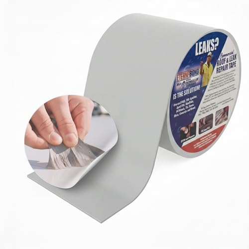 EternaBond RoofSeal Gray 4" x50' MicroSealant UV Stable RV Roof Seal Repair Tape | 35 mil Total Thickness - EB-RG040-50R - One-Step Durable, Waterproof and Airtight Sealant - color: Gray, size: 4" x 50'