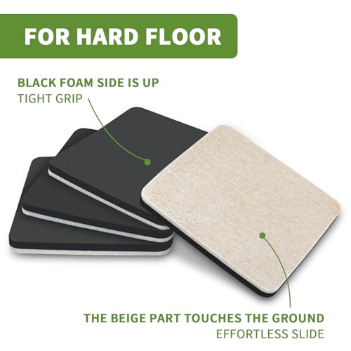 Furniture Sliders for Hardwood Floors 8 PCS - 5 inch Square Sliders for Moving Furniture – Felt Furniture Pads for Hardwood Floors - size: 8 PCS 5'' Beige